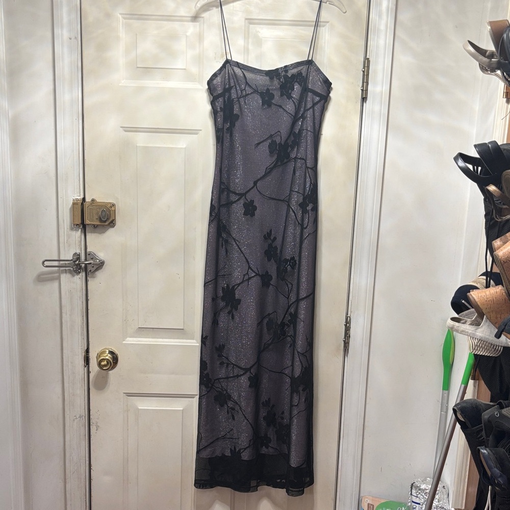 Elegant Black Floral Slip Dress